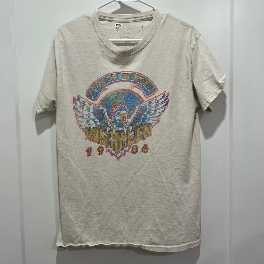 Van Halen 1984 Tour of the World Graphic T-Shirt Cream Mens Medium